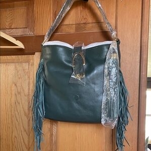 GILI Dark Green Fringe Shoulder/BOHO Bag